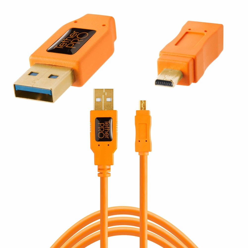 TetherPro USB 2.0 A till Mini-B 8 pin 4,6m Orange