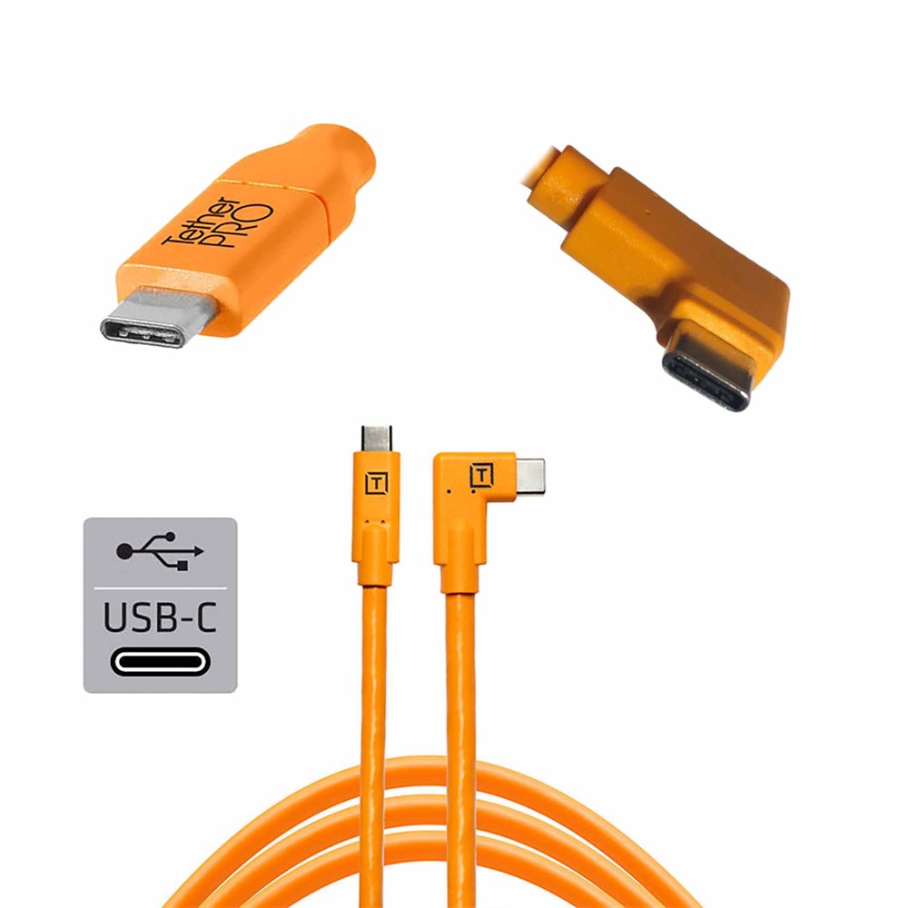 TetherPro USB-C till USB-C 4,6 m Vinklad | Orange