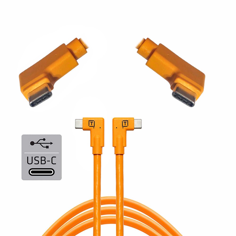 TetherPro USB-C till USB-C 4.6 m Dubbelvinklad | Orange
