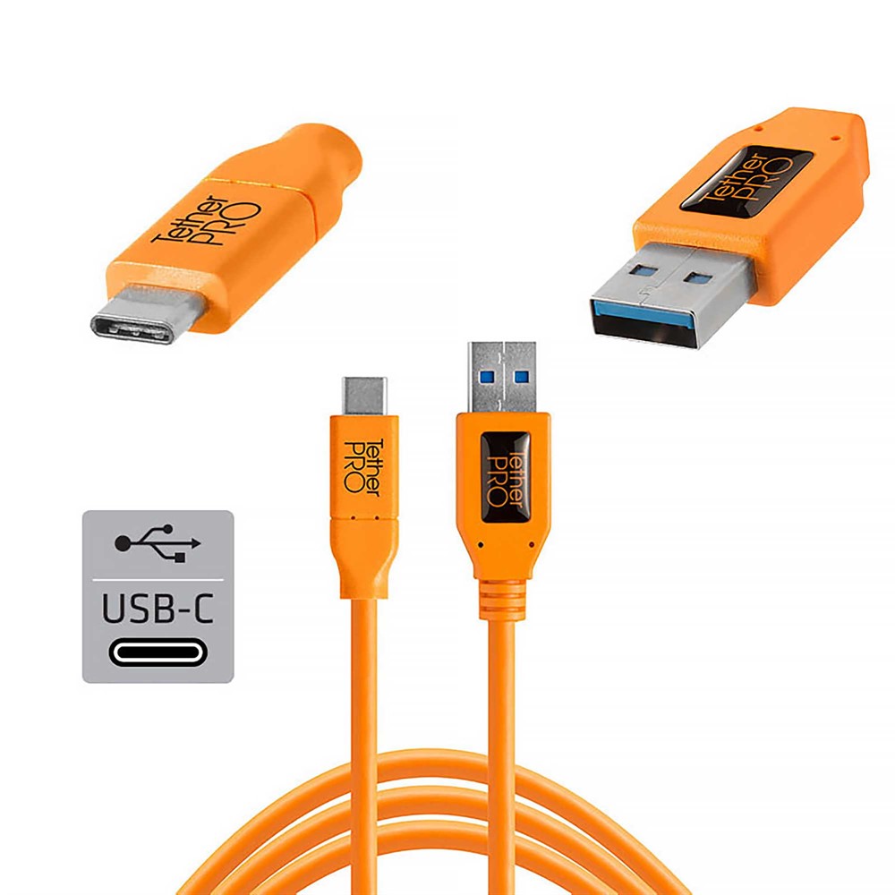 TetherPro USB 3.0 to USB-C 4.6m Orange