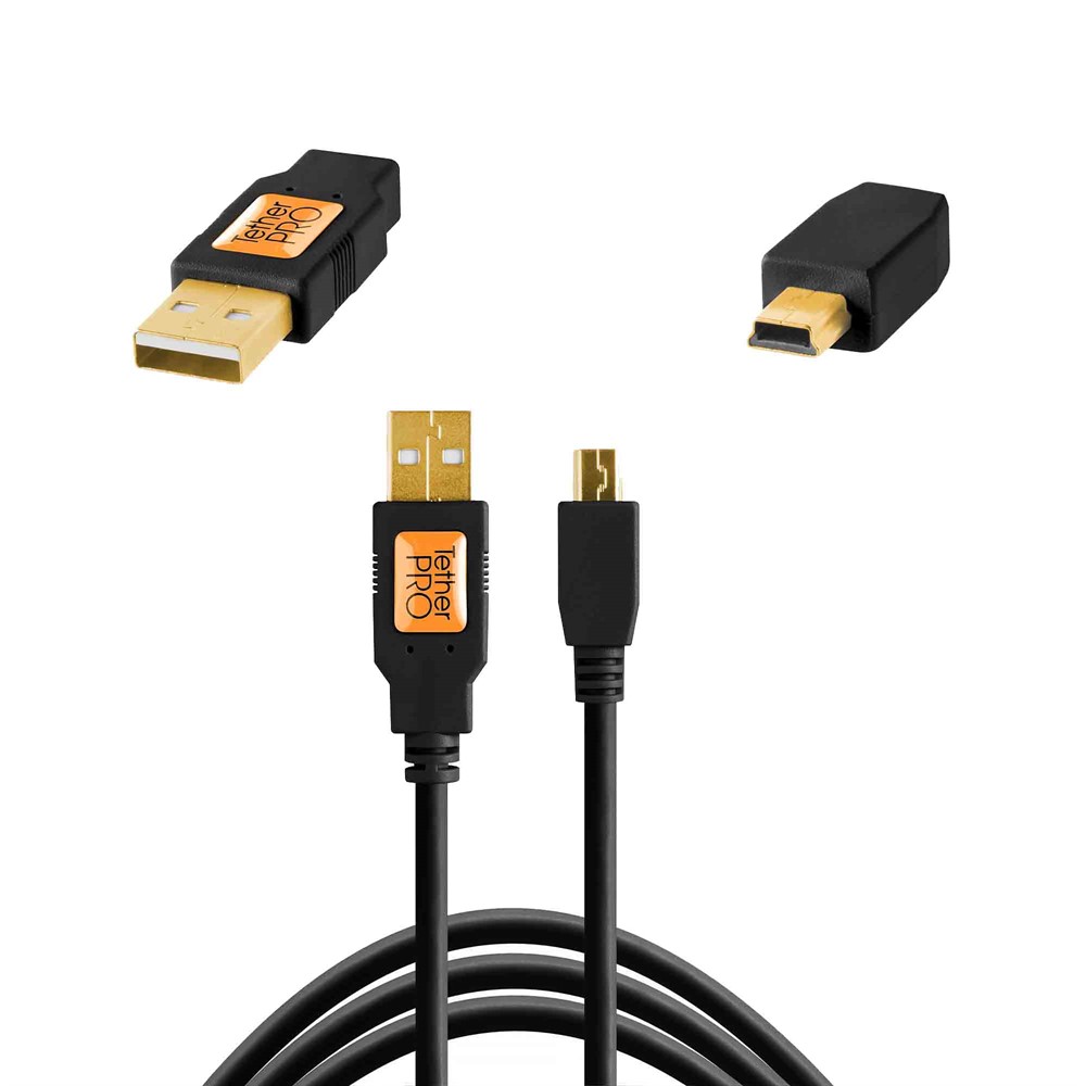 TetherPro USB 2.0 Male to Mini-B 5 pin Black