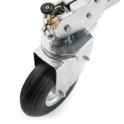 Rubber filled braked wheels