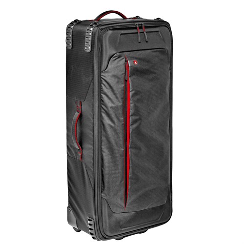 Rymlig rullväska för studioblixtar med tillbehör