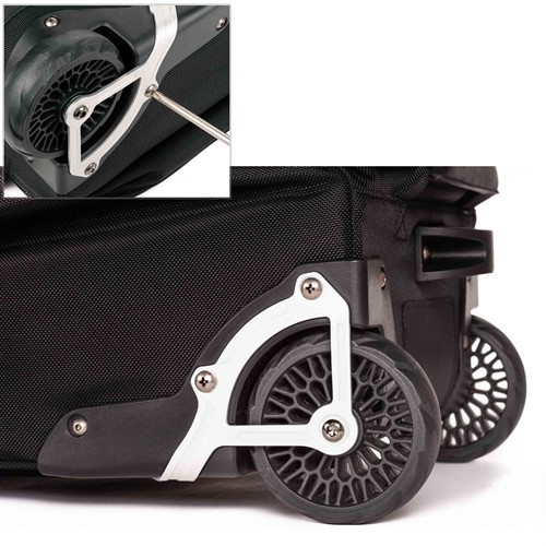 Stora, stötdämpande hjul. Utbytbara