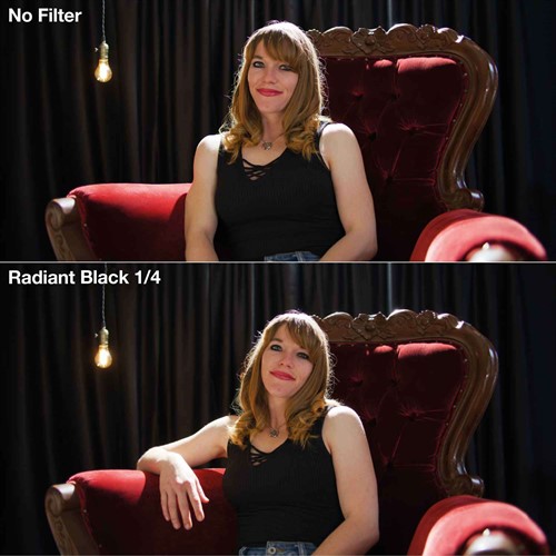 Without and with filter Radiant Black 1/4