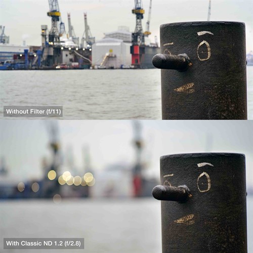 Skärpedjup utan och med ND-filter