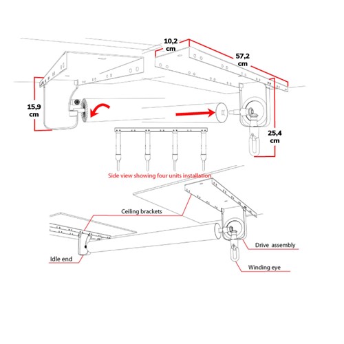 Roll Easy Ceiling Bracket dimension