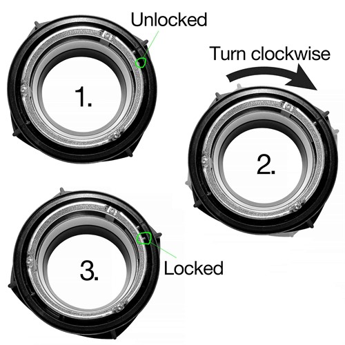 Låsning av Elinchrom bajonett