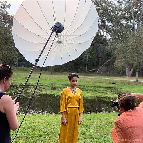 Paraplyet ger snyggt ljus och är enkel att hantera