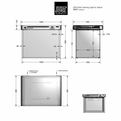 HYBRID version has additional TL84 fluorescent lamps