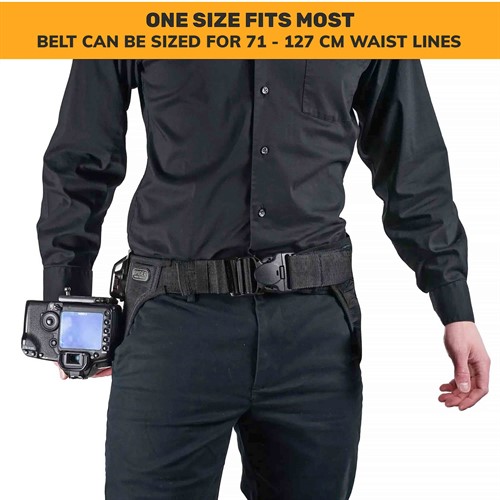 The belt can be easily adjusted to the user’s belt size