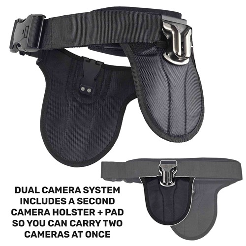 The cameras sits comfortably on the hips