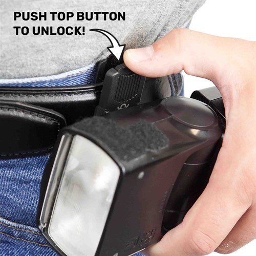 Press the button on top to unlock