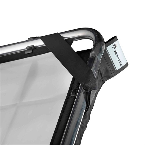 Hörne på SnapGrid hålls fast med elastisk rem