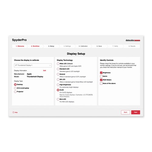 Kalibrering anpassad efter bildskärmens teknologi