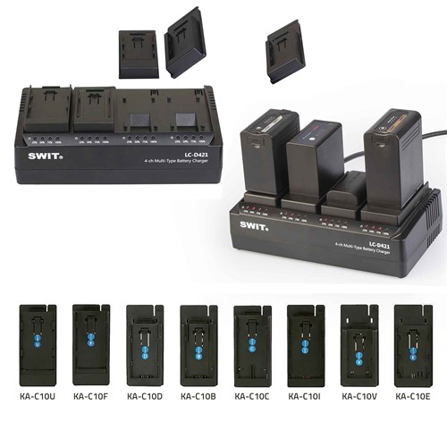 Batteriladdare med adapterplattor