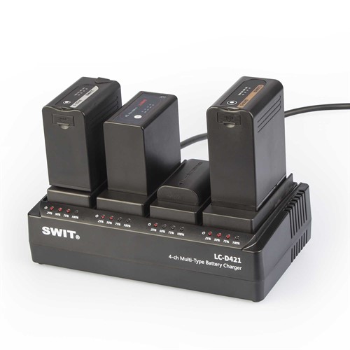 Upp till fyra olika batterier kan laddas samtidigt