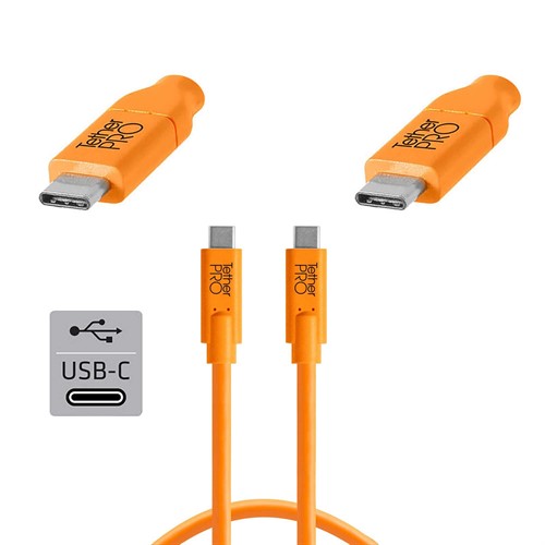 TetherPro USB-C till USB-C 0.9m Orange