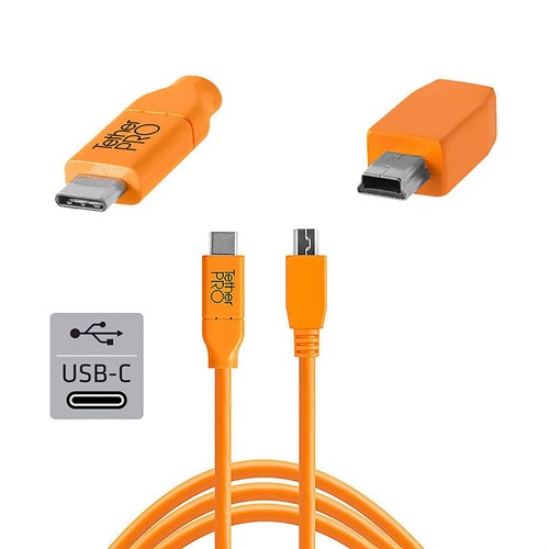 TetherPro USB-C till 2.0 Mini-B 5- Pin 4.6m Orange