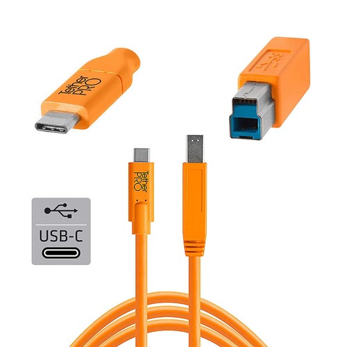 TetherPro USB-C to Male B 4.6m Orange